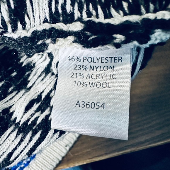 APPLESEEDS Women's Size M Fair Isle Knit Full Zip‎ Sweater Black Blue White - Picture 8 of 9